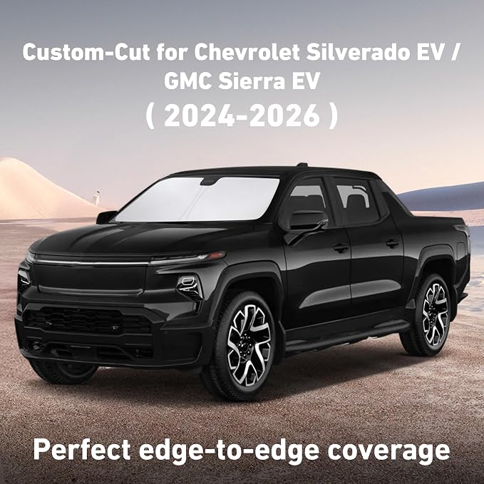 Windshield Sunshade Compatible for Chevrolet Silverado EV/GMC Sierra EV 2024 2025 2026, Sun Visor for Front Windshield & Window Sun Shade Cover, UV Heat Blocker & Protector, Car Accessories