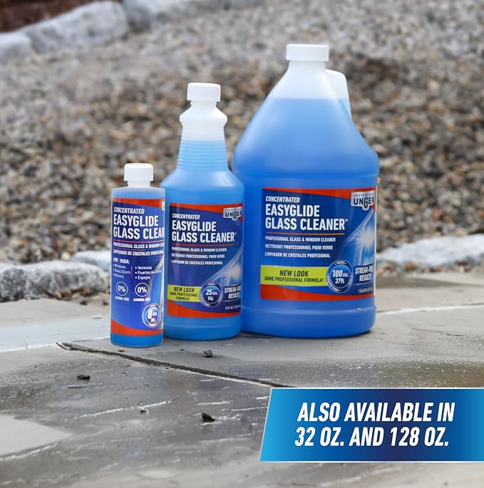 Professional Streak-Free EasyGlide Glass Cleaner Concentrate, 32 oz – Ammonia-Free, Makes 25 Gallons of Solution, Safe for Tinted Windows, LOW-E Glass, Windshields & Mirrors