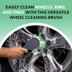 Wheelie All Exterior Surface and Wheel Brush, Wheel Cleaner Brush with Soft Bristles, Safe Cleaning of Rims, Tires, and Exterior Surfaces on Cars, Trucks, Motorcycles, RVs, & More, Green