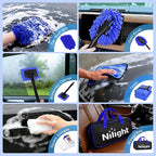 52PCS Car Detailing Kit Auto Cleaning Tools Wash Set with Storage Carry Bag Home Use for Interior Exterior Deep Clean Polish Car Care Windshield Dashboard Seat Air Vents Wheels Tires, Blue