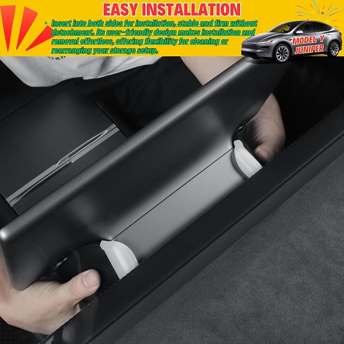 Under Screen Storage for Tesla Model Y Juniper & Model 3 Highland | Center Console Organizer Tray Hanging Compartment, Hidden Cubby, Durable ABS with Anti-slip Pad, Expanding Storage Space