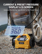 MC3 Tire Inflator Portable Air Compressor, 3 Power Sources:Cordless/110V AC/12V DC, 160PSI Fast Inflation Air Pump with Dual Motors, Auto Shut-off for Cars,SUVs, Air Mattress Inflator/Deflator