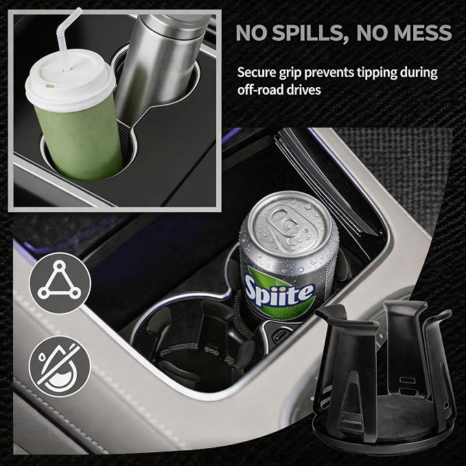 2 Pack Car Cup Holder Insert, Self Adhesive Adjustable Cup Holder Expander with Clamping Arms for 3 Inch Car Cup Slot (2)