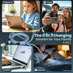USB C Splitter Multi Charging Cable,USB A/C to USB C Charging Cord,USB C to USB C Cable,4 in 2 Multi Charger Cord with 4 Type-C Connectors Compatible with iPhone16/15/Cell Phones Tablets,Blue