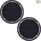2PCS Bling Cup Holder Coaster, 2.75 Inch Auto Car Cup Holder Insert Coasters, Soft Silicone Anti-Slip Shockproof, Universal Vehicle Interior Accessories for Women Girls (Black & Colorful)