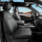 for Ford F150 Seat Covers 2015-2023 2024 2025 2026 (Only Front Seat Covers), Leather Pickup Truck Seat Covers Custom Fit for F-150 XL XLT (Not for Regular Cab) Waterproof Car Accessories Black