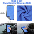 62" Microfiber Car Wash Brush with Long Handle, Car Washing Blue Set Mitt, Sponge, Car Cleaning Supplies Kit, Duster, Car Brush Accessories