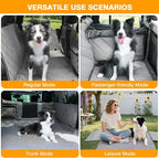 Dog Car Seat Cover for Back Seat, Hard Bottom Back Seat Extender for Dogs, Waterproof Car Hammock, Backseat Bed and Car Seat Protector, Nonslip Fit for Cars, SUVs, Trucks, 52 x 25 in, Gray