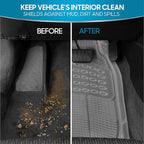 4-Piece Rubber Transparent Clear Floor Mats Heavy Duty for Front & Rear Car Truck Van SUV, All Weather Protection, Universal Fit