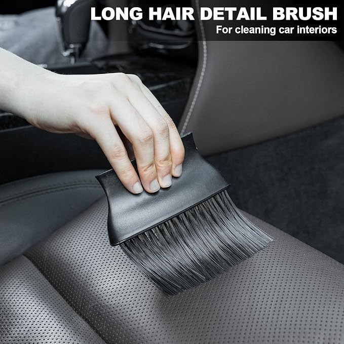 Car Detailing Kit, Car Interior Detailing Kit, Including 7Pcs Auto Detailing Brushs and 200g Cleaning Gel (25% More Than 160g) Storage Bag, Car Accessories