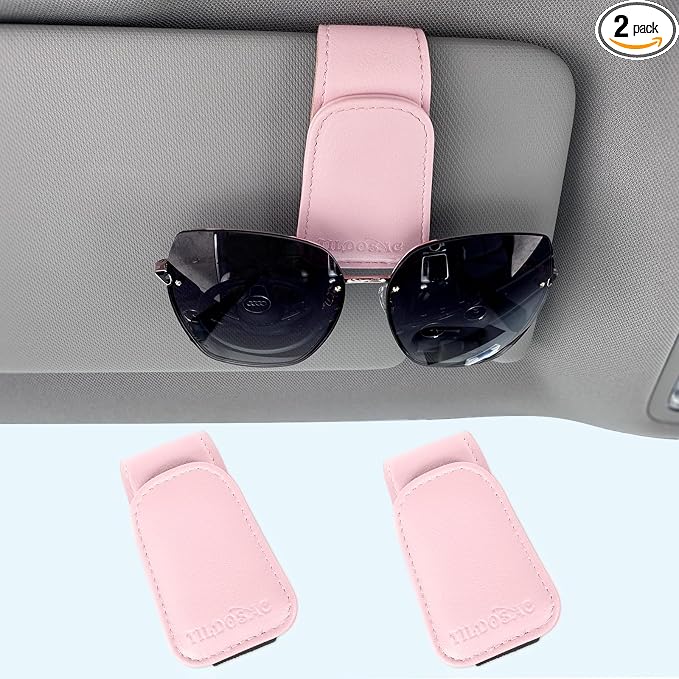 Magnetic Sunglass Holder for Car Visor,Leather Glasses Holder,Vehicle Accessories Sunglasses Visor Clip for Truck 2 Pack