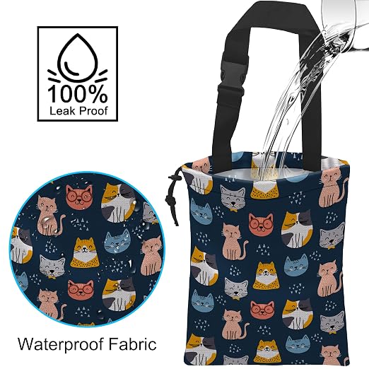 Car Trash Bag Cute Cat Car Garbage Bag Hanging Car Trash Can for Back Seat with Drawstring