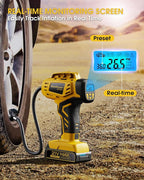 Tire Inflator Portable Air Compressor - Super Fast - 21V Rechargeable Battery Powered Handheld 160PSI Tire Inflator, Dual Power Supply Modes, Portable Air Pump for Car Motorcycle E-Bike