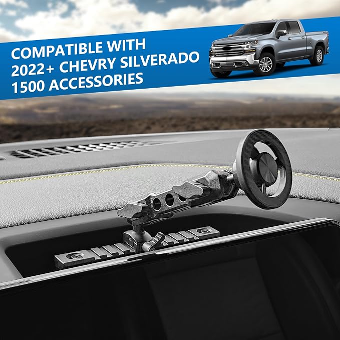 Phone Mount for 2022 2023 2024 2025 2026 Chevrolet Silverado 1500/GMC Sierra 1500 2500 3500 HD Accessories,Dash Platform Phone Mount Magsafe Fit 13.4" Screen, Cell Phone Holder for NATO Rail