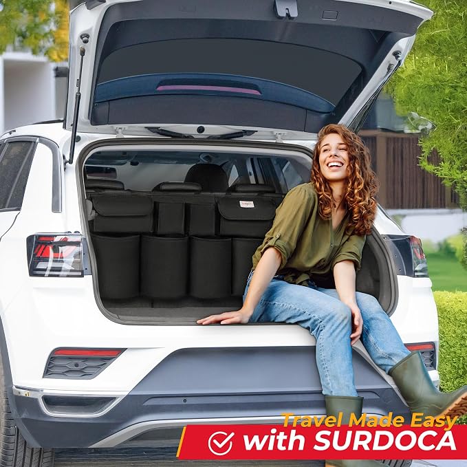 Car Trunk Organizer, LARGE CAPACITY Car Storage Bag with 8 Pockets, 7X Upgraded Trunk Storage Organizer for Car, SUV, Truck, MPV