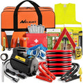 Car Emergency Kit with Jumper Cable, First Aid Kit Safety Assistance Tools for Travel Camping Outdoor Cars Truck SUV RV, Roadside Essentials with Flash Light