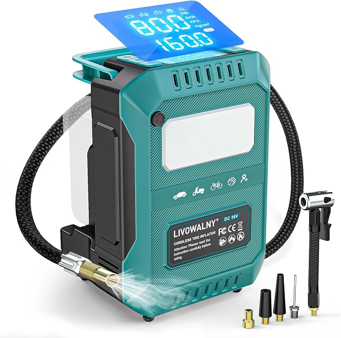 5X Faster Tire Inflator Air Compressor, 160PSI Cordless Air Pump Compatible with Makita 18V Battery with Digital Pressure Gauge, Deflator & Auto Shut-Off for Car, Motorcycle (Tool Only)