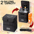 Car Trash Can [Touring Edition] - Removable Liner - 100% Leakproof, Odor Control Lid, Hanging Garbage Bin for SUV, Truck, Car (2 Gal, Black)