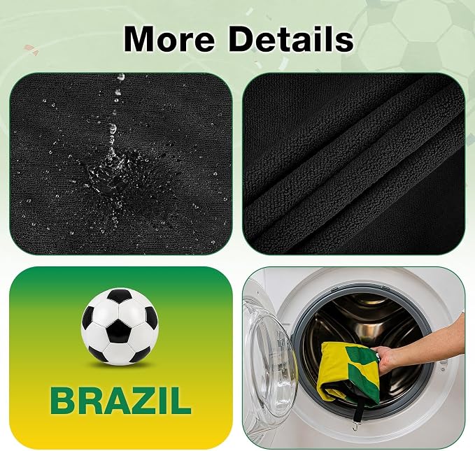 Car Seat Cover Towel, Universal Fit Front Seat 57 x 30 Inch Non Slip Soft Waterproof Absorbent instantly Sweat Protector, for Gym Workout, Swimming, Beach, Soccer, Pet travel (Brazil Soccer Style)