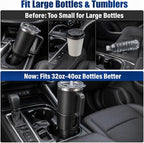 Car Cup Holder Expander for Large Bottles, Fits 32 oz to 40 oz Water Bottles and Handle Mugs, Secure Base for Most Vehicle Cup Holders, Durable ABS, Easy to Install, Durable ABS (Black)