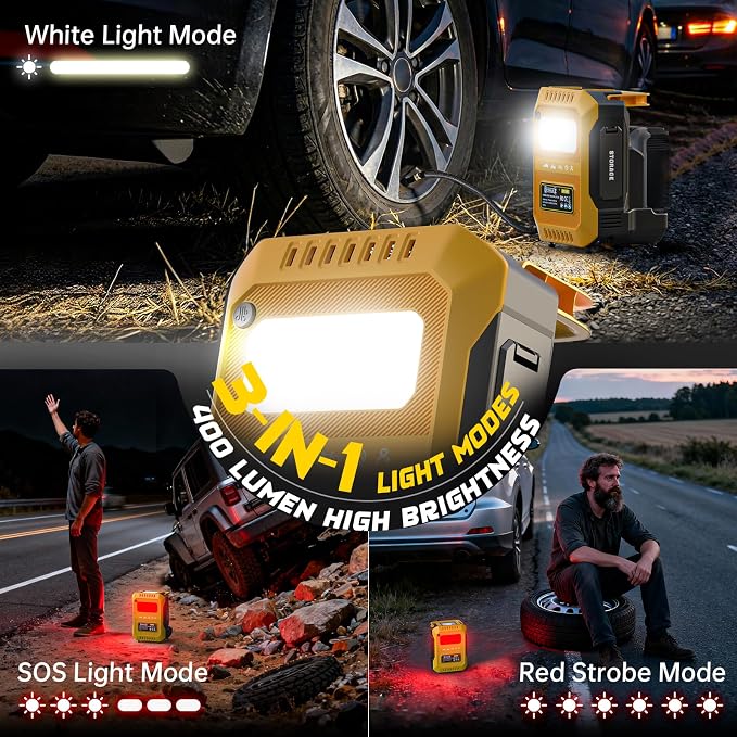 Tire Inflator Portable Air Compressor Compatible with Dewalt 20V Battery, 160PSI Air Pump with Dual Digital Screen, Auto Shut-Off, 5X Faster Inflation & Deflation for Car, Motor (Tool Only)