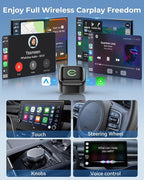 Wireless CarPlay Adapter, Convert Wired to Wireless, 2-in-1 CarPlay & Android Auto, Mini Plug & Play, Fast Auto-Connect & No Latency, USB/USB-C for Cars with Built-in CarPlay & iOS 10+/Android 11+