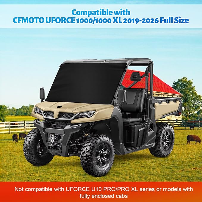 600D UTV Windshield Snow Cover Compatible with CFMOTO UFORCE 1000/1000 XL 2019-2026 Full Size, Transport Windshield Protector for Ice and Snow