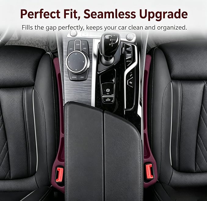 Car Seat Gap Filler Organizer, Car Organizer Front Seat 2-in-1 Storage No-Drop for Storing Phones, Keys, Fits Most Cars, Trucks, SUV (2Pcs, Red)