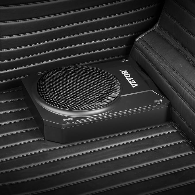 10" 400W Underseat Car Subwoofer, Slim Powered Car Subwoofers Under The Seat, Low Profile Audio Sub Built-in Amplifier, High/Low Level Input & Volume Controller for SUVs, Car, Truck, RV