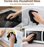 KitchLife Microfiber Cleaning Cloth Roll, 100 Pack - Tear-Away Microfiber Paper Towels, Lint-Free, Reusable, Washable for Kitchen, Car, Dishes, and Sensitive Surfaces (Black)