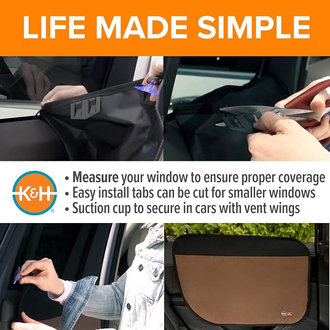K&H Pet Products Car Door Protector for Dogs, 2 Pack Waterproof Interior Pet Car Door Protector from Dog Scratching, Stay Put Cover Design, Fits Most Vehicles, Washable - 27 x 19in Tan (Pack of 6)