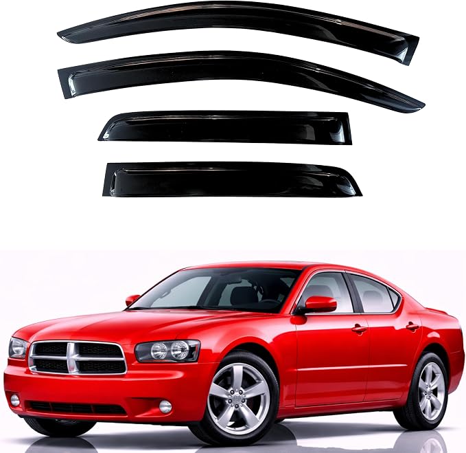 KPY Rain Guards Fit for 2006-2010 Dodge Charger, Out-Channel Window Visors Vent Wind Deflectors 4PC, Car Accessories for 06-10 Charger