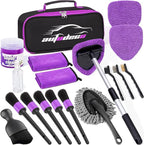 Windshield Cleaner Tool, 17Pcs Car Interior Detailing Kit, Detailing Brush, Towels, Duster, Car Cleaning Kit Interior for RVs, Truck, Trailer (Purple)