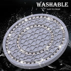 4PCS Bling Crystal Rhinestone Cup Holder Coaster, 2.75 inch Soft Silicone Anti-Slip Shockproof, Car Cup Holder Insert Coasters, Universal Car Interior Accessories for Women (Gray & White)