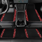 11 PCS Bling Diamond Car Mats Set for Women Girls, Sparkly Rhinestone Steering Wheel Cover, Waterproof Floor Mats Universal Fit for SUV,Vans,Sedans,Trucks Anti-Slip, Interior Sets Black Red