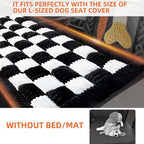 Backseat Pet Bed Mat,Dog Seat Covers,Truck Plaid Dog Bed for Car Back Seat | Non-Slip Travel Pet Mat, Back seat Extenders for Car/SUV (For L-Black/White)