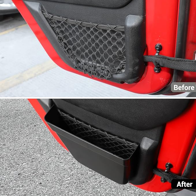 Rear Door Storage Pockets, Side Insert Organizer Box Net Pocket Replacement for 2011-2018 Jeep Wrangler JK JKU, Interior Storage Expansion Accessories, Black, 2PCs