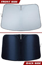 Tesla Windshield Sun Shade (Model 3/Y), Reflective Polyester Blocks Heat & Sun, Foldable Car Window Sun Blocker, Mirror Cut-Out, Fade-Resistant Sunshade, Tesla 3 Accessories (Pack of 2)