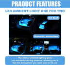 Car LED Strip Light, 24 LED 12V Cigarette Lighter Port, Ice Blue | RGB Neon Auto Interior Atmosphere Lights, Under Dash Ambient Night Light, Universal Decorative Lamp Accessory for Car Truck