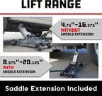 Powerbuilt Biggie Smalls 2.5-Ton Off-Road Trolley Jack with 4" Oversized Wheels, Saddle Extension, Integrated Handle Storage, Portable Design for SUVs, Trucks, and Off-Road Vehicles 620683ECE
