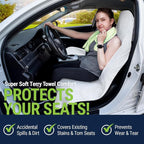 Towel Seat Cover, Waterproof Car Seat Protectors for Gym, Workout & Active Lifestyle, Universal Fit for Car SUV Truck Van, Non-Slip 3 Strap Design, Machine Washable, 2 Pack White