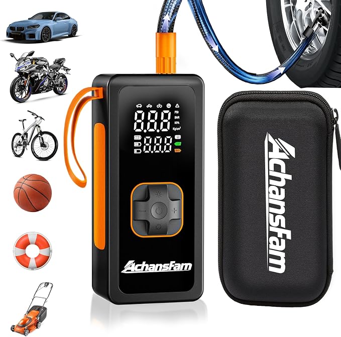 Portable Air Compressor, 48s Fast Inflation, Cordless with Dual Power Supply, 150 PSI Tire Pump with Digital Gauge, Long Runtime & Storage Case for Car, Truck, Bike, Ball