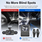 Innovative 360 View 4 Channel Dash Cam Front and Rear with External Side Cameras for Cars, GPS and 5G Band WiFi, Night Vision, 170 Wide Angle, 24H Parking Mode, Supercapacitor, Included 128GB Card