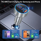 USB C Car Charger, 98W Super Fast Charging Cigarette Lighter Adapter Multiport 12V-24V USB Phone Car Charger Plug for iPhone 17 17e 16 15 14 13 12 Pro Max Pad Galaxy Pixel Android(Gray)