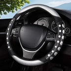 Hiseanllo Car Steering Wheel Cover, 14.5-15 Inch Universal Fit, Sporty Anti-Slip Leather Steering Wheel Protector with Glossy Color Accent, Comfortable Grip for Cars, SUVs, Trucks(Silver)