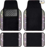 Iridescent Bling Rhinestones Diamond Car Floor Mats Waterproof, Anti-Slip PVC Heel Pad, Universal for Automotive SUV,Sedan,Van,4pcs Girl Women Lady Sparkly Shining Multicolor Colorful Crystal