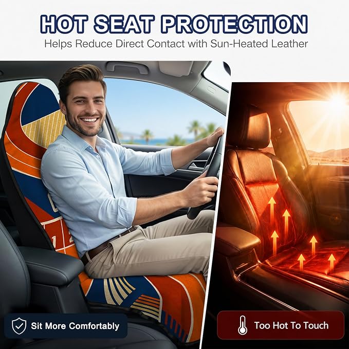 Car Seat Towel Cover for Front Seat, Sweat Absorbent Car Seat Protector with Non-Slip Backing, Waterproof Towel Car Seat Cover for Runners, Gym, Swimming, Beach, Pets, Track Runner Orange