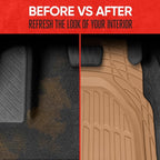 FlexTough Floor Mats for Cars, Beige Deep Dish All-Weather Mats, Waterproof Trim-To Fit Automotive Floor Mats for Cars Trucks SUV, Universal Floor Liner Car Accessories