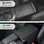 Car Center Console Cover, Upgraded Leather Car Armrest Cushion with 2 Storage Pockets, Universal Waterproof Cushion Pad, Non-Slip Car Interior Accessories, Fits Most Sedans SUVs Trucks (Gray)