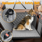 Back Seat Extender for Dogs, Hard Bottom Dog Car Seat Cover - Supports 400lbs, Rear Seat Pet Cover with Mesh Window, Waterproof Dog Hammock for Car SUV